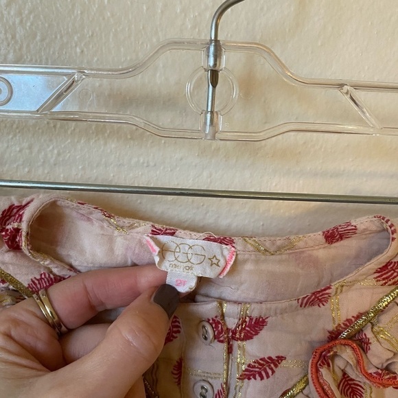 Egg New York Girl Metallic Leaf Pipa Dress Boho Tiered Tassel Detail Size 2T - Picture 5 of 8